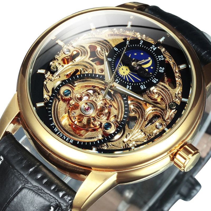 Moon Phase Skeleton Automatic Watch | Last day 80% off!