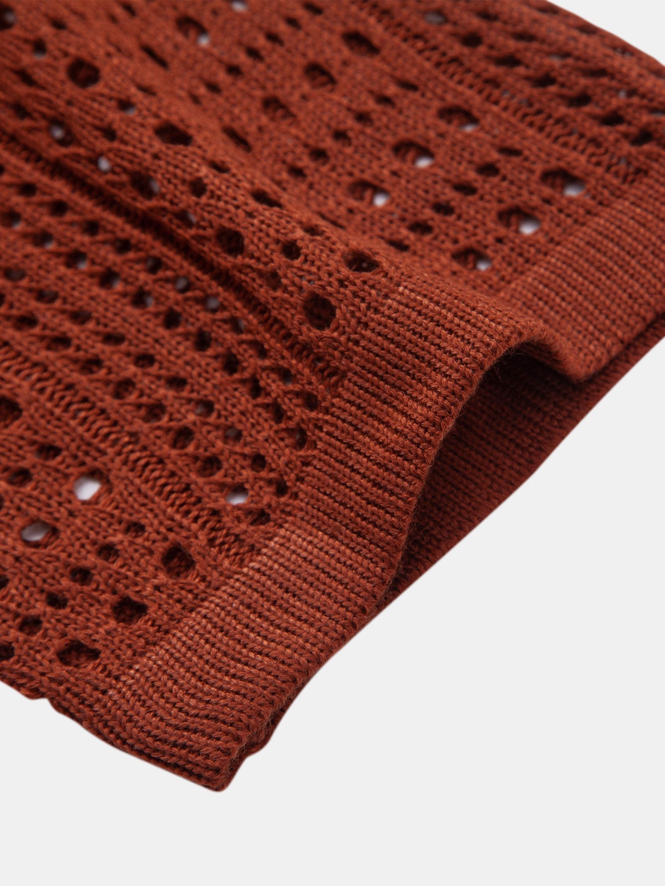 Crocheted V-Neck Polo Shirt & Linen Straight Leg Trousers | Last day 80% off!