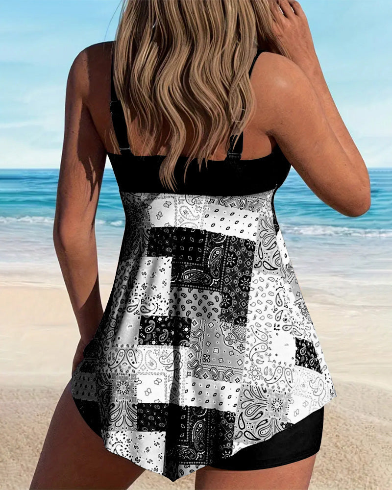 Two-Piece Printed Tankini | Last Day 80% Off!