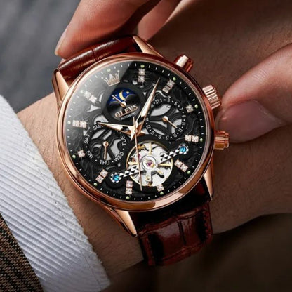 Automatic Mechanical Watch with Leather Strap™ - Wilson | Last Day 80% Off!