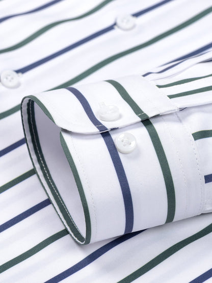 Shirt with long sleeves, stripes, and buttons & slim fit tapered trousers | Last day 80% off!