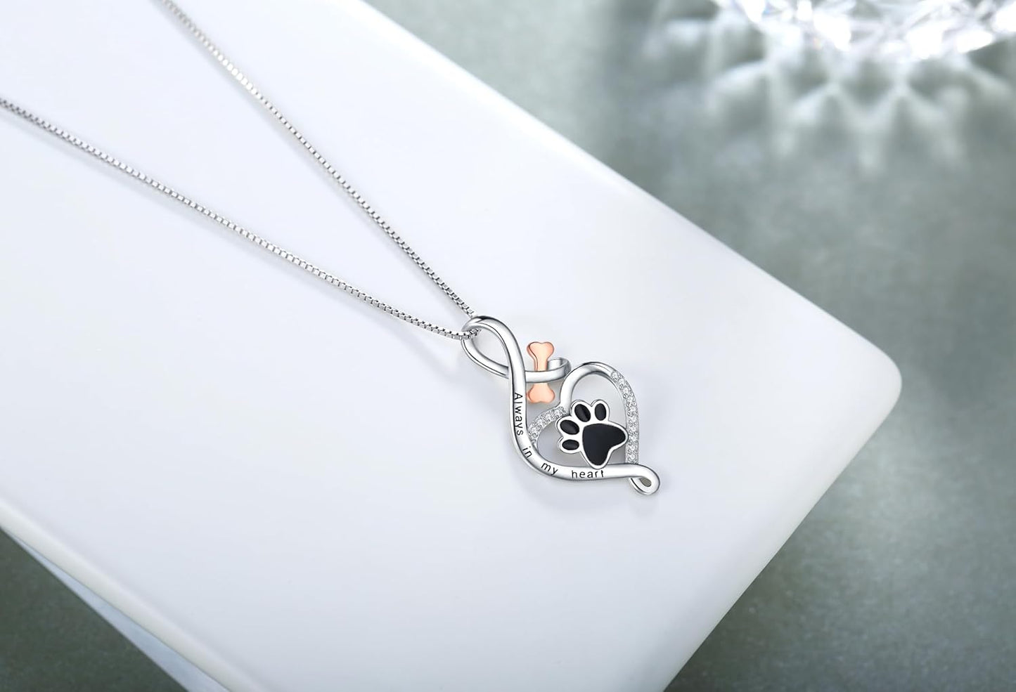 Lucky Paw Necklace with Heart, Bone & Infinity – “Always in My Heart” Pendant | Last Day 80% Off!