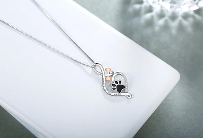Lucky Paw Necklace with Heart, Bone & Infinity – “Always in My Heart” Pendant | Last Day 80% Off!