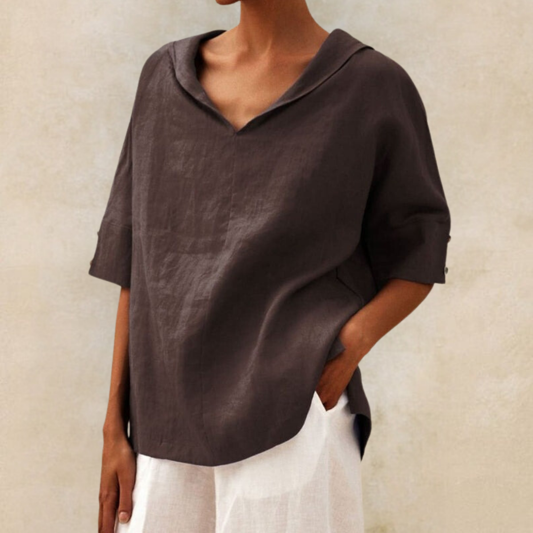 Renee™ - Women's V-Neck Casual Linen Shirt | Last day 80% off!
