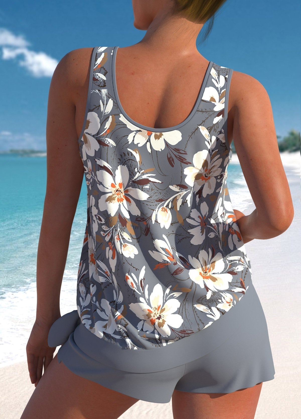Elegant High Waist Tankini with Tropical Print | Last Day 80% Off!