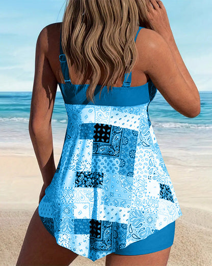 Two-Piece Printed Tankini | Last Day 80% Off!