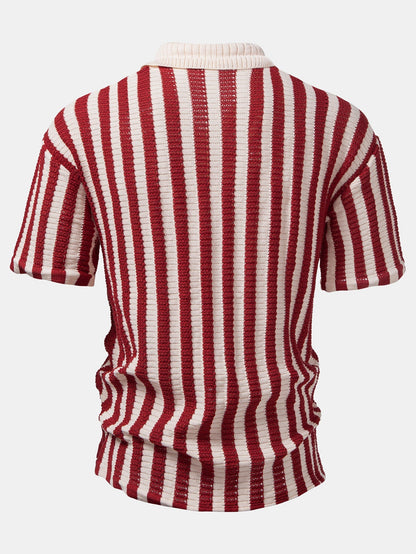 Shirt with drop shoulders and crochet stripes & linen trousers with straight legs | Last day 80% off!