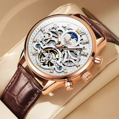 Automatic Mechanical Watch with Leather Strap™ - Wilson | Last Day 80% Off!