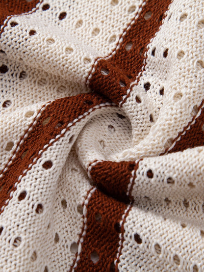 Striped eyelet knitted shirt | Last day 80% off!