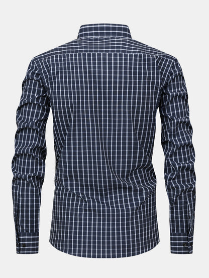 Button-down long-sleeve checked shirt | Last day 80% off!