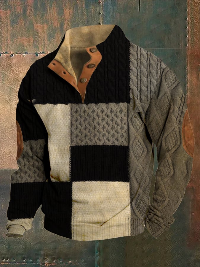 Men's Western Stand Collar Color Block Sweatshirt Last day 80% off!