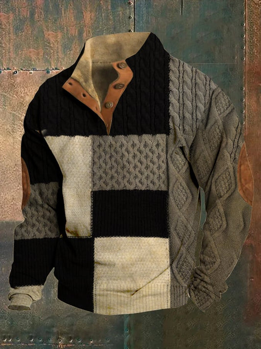 Men's Western Stand Collar Color Block Sweatshirt Last day 80% off!