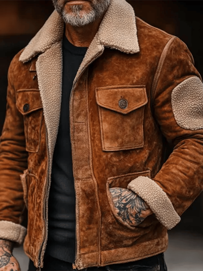 Men's Vintage Suede Fleece Patchwork Outdoor Jacket (BUY 1 GET 1 FREE)