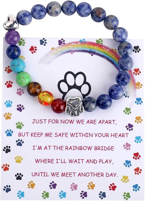 Rainbow Bridge Memorial Bracelet – 7 Chakra Bead Gift for Pet Loss | Last Day 80% Off!