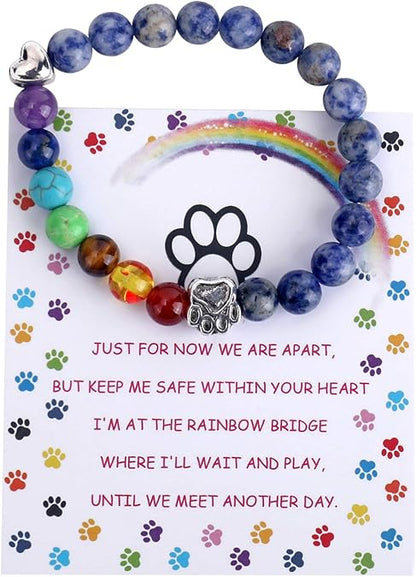 Rainbow Bridge Memorial Bracelet – 7 Chakra Bead Gift for Pet Loss | Last Day 80% Off!