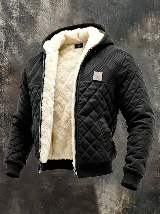 Retro knitted padded, textured patchwork fleece-lined outdoor jacket | Last Day 80% Off!