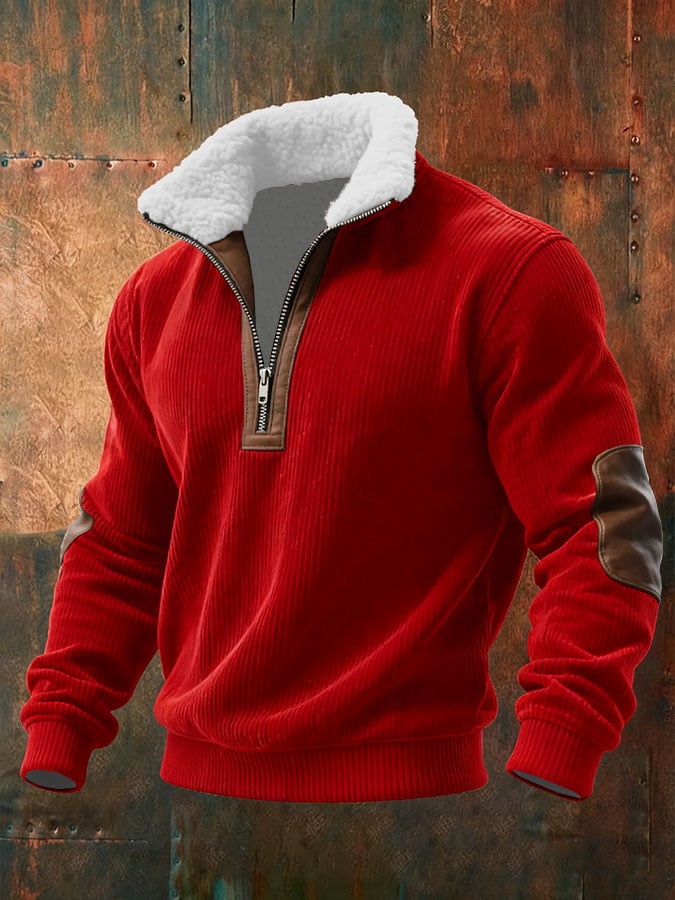 Men's Knitted Sweater with Zip and Fur Collar | Last Day 80% Off!