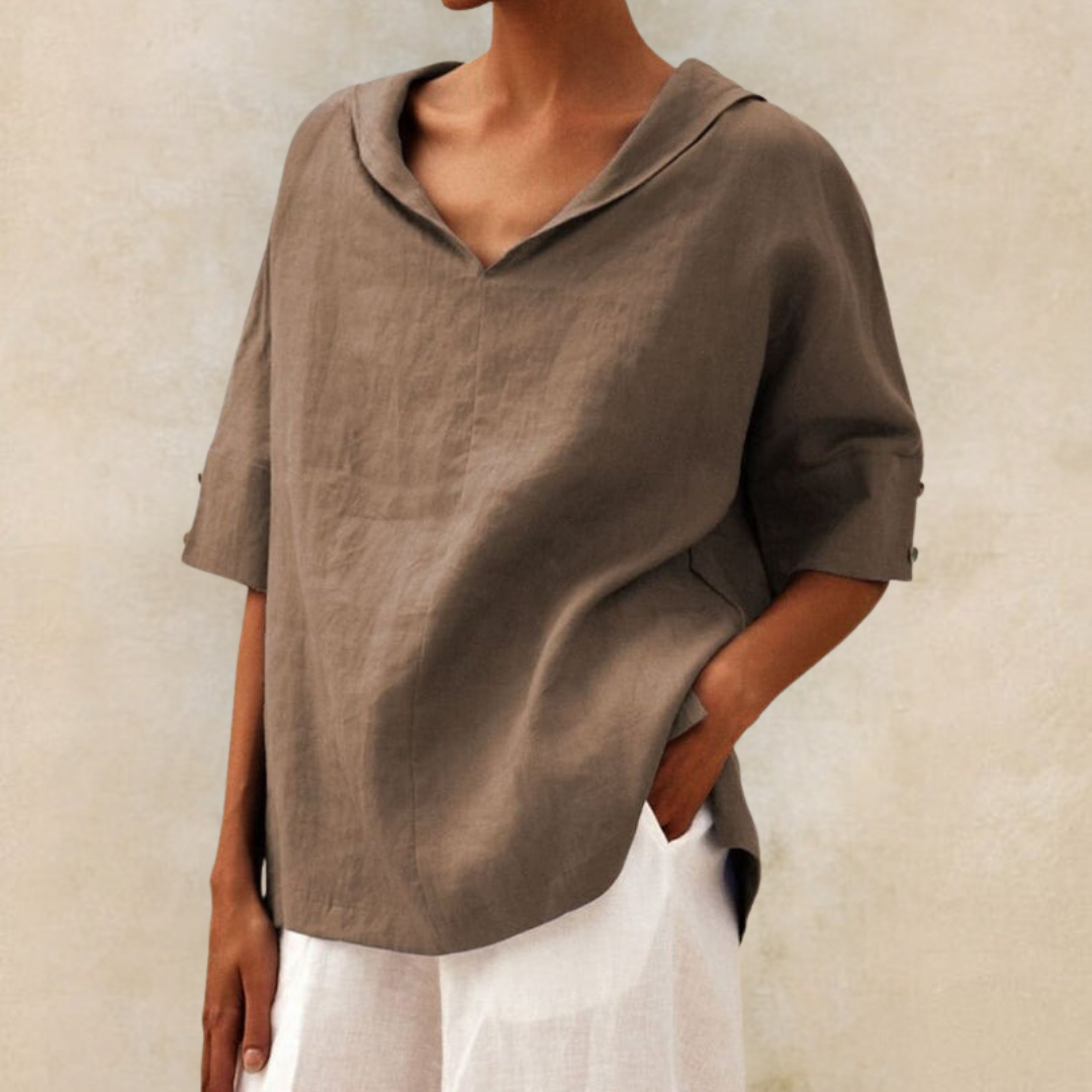 Renee™ - Women's V-Neck Casual Linen Shirt | Last day 80% off!