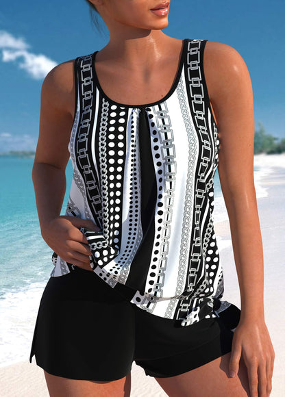 Hanna I Chic Asymmetrical High-Waisted Leaf Print Tankini I Last Day 80% Discount!