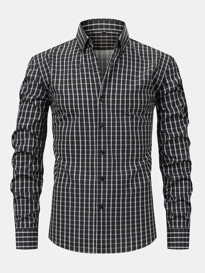 Button-down long-sleeve checked shirt | Last day 80% off!