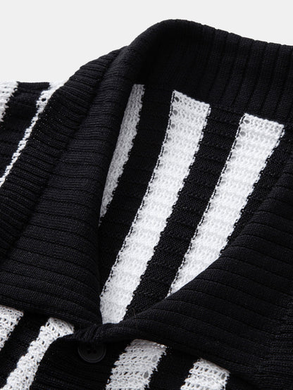 Shirt with Striped Crocheted Drop Shoulder | Last day 80% off!