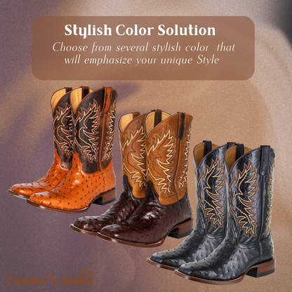 Gustav | Mid-calf Embroidered Leather Boots | Last day 80% off!