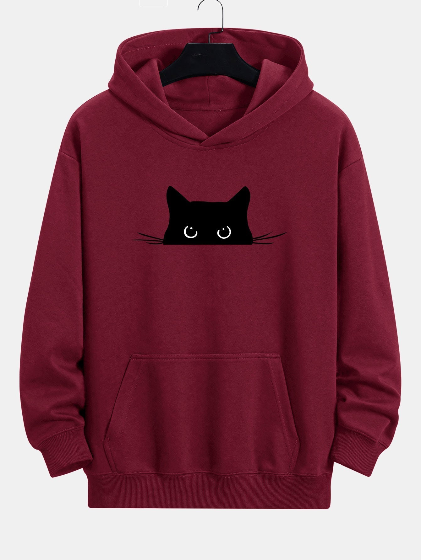 Black Cat Print Relaxed Fit Hoodie | Last day 80% off!