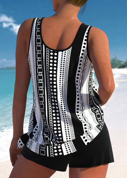 Elegant High Waist Tankini with Tropical Print | Last Day 80% Off!