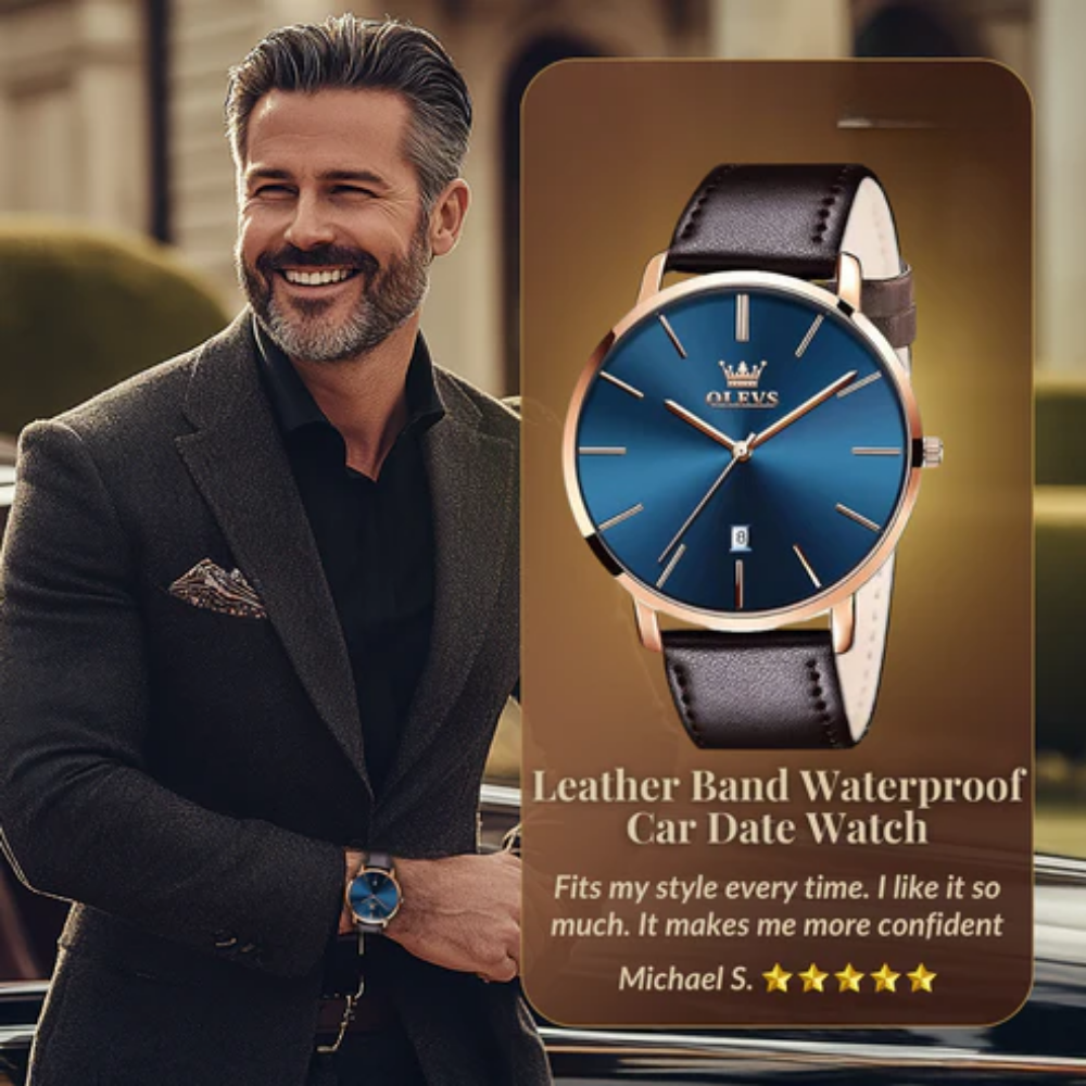 Leather Band Car Date Watch | Last day 80% off!
