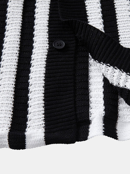 Shirt with drop shoulders and crochet stripes & linen trousers with straight legs | Last day 80% off!