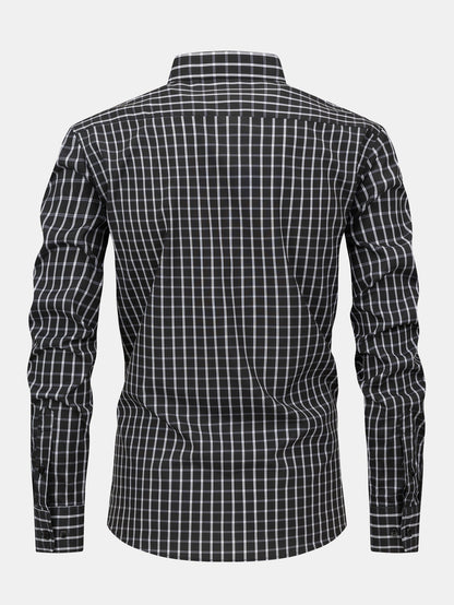 Button-down long-sleeve checked shirt | Last day 80% off!