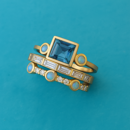 Vintage Blue Crystal Ring Set | Last day 80% off!