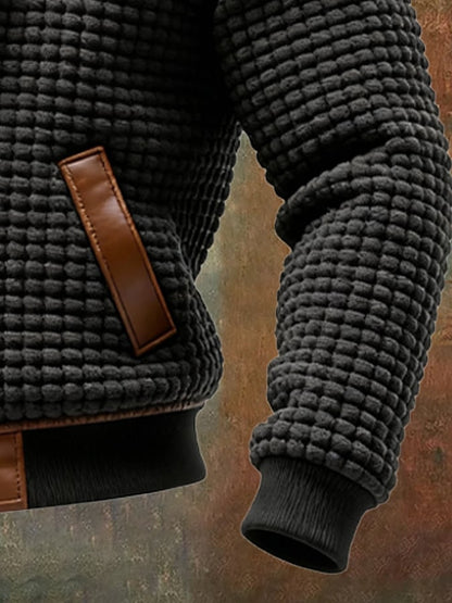 Retro gilet voor heren met een geruit, gestructureerd leren patchwork | Last Day 80% Off!