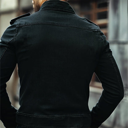 Men's Vintage Stand Collar Denim Jacket Last day 80% off!