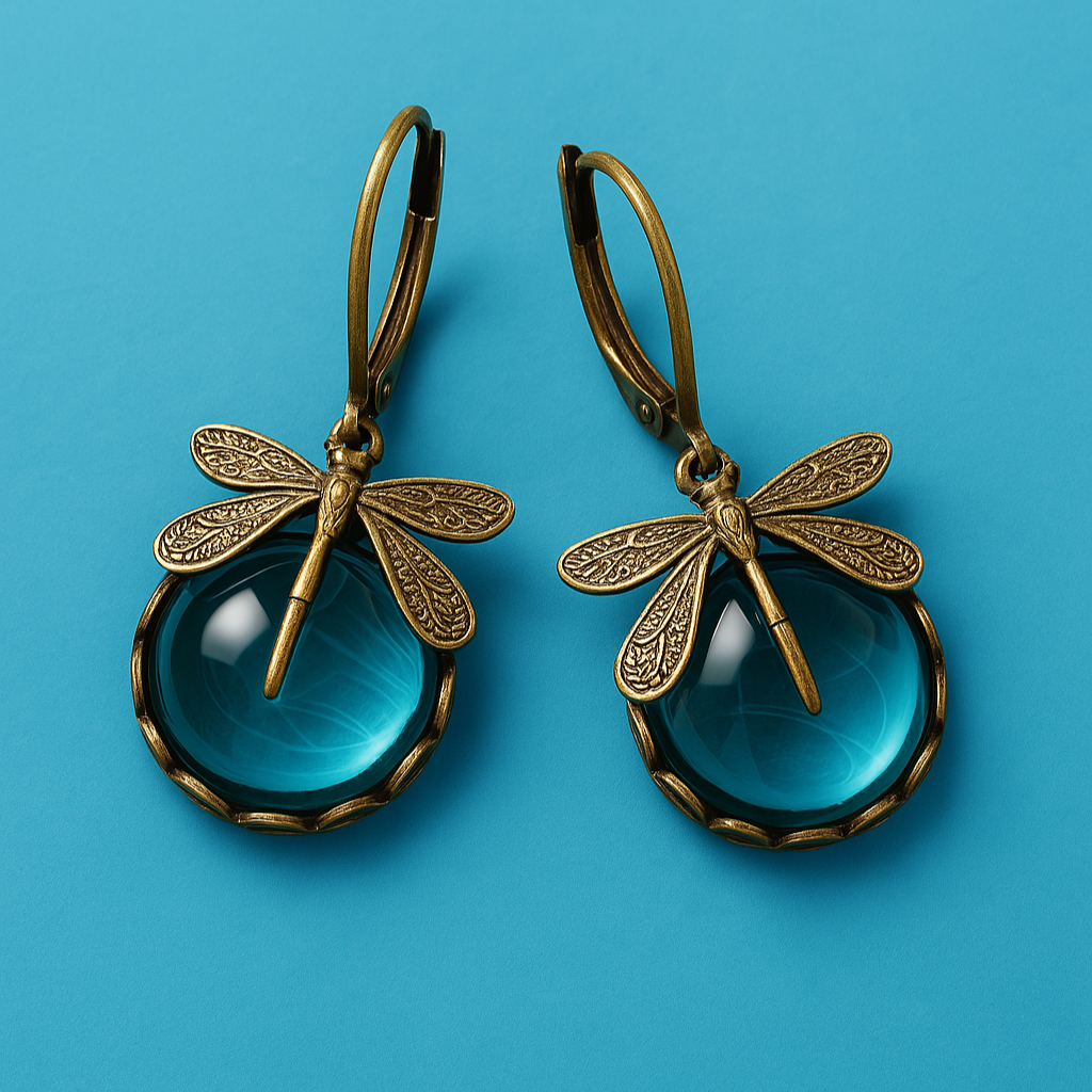 Spherical Dragonfly Earrings in Antique Gold | Last day 80% off!