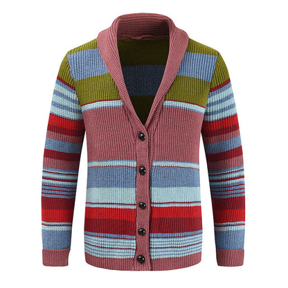 Men's Colourblock Lapel Sweater Jacket 02918584X | Last day 80% off!