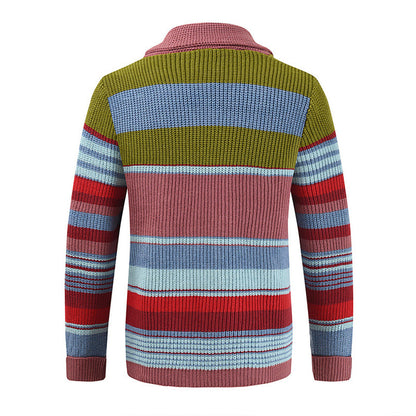 Men's Colourblock Lapel Sweater Jacket 02918584X | Last day 80% off!