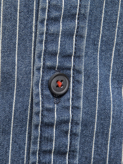 Striped washed denim shirt with pockets | Last day 80% off!