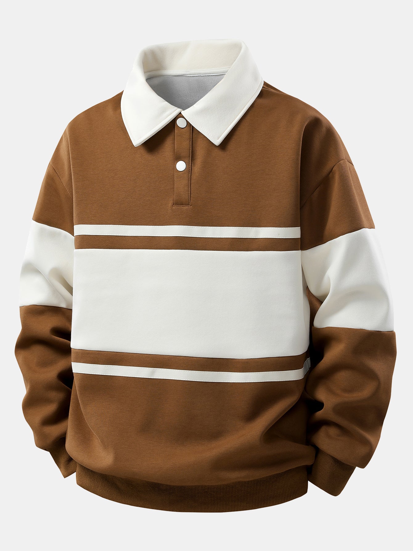 Relaxed Fit Colour Block Patchwork Polo Sweatshirt | Last Day 80% Off!