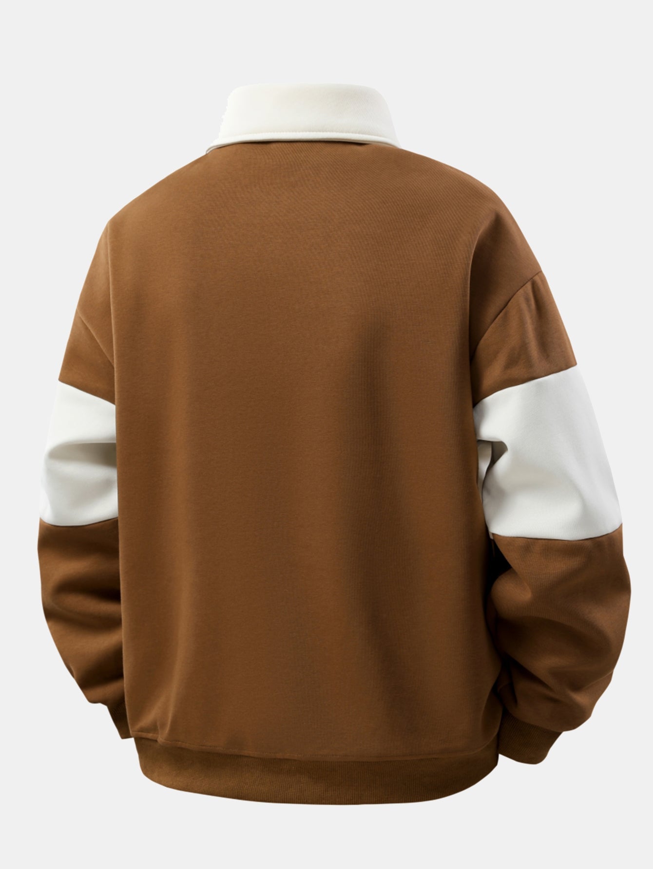 Relaxed Fit Colour Block Patchwork Polo Sweatshirt | Last Day 80% Off!