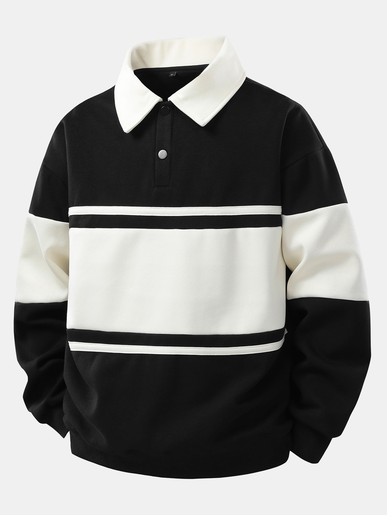 Relaxed Fit Colour Block Patchwork Polo Sweatshirt | Last Day 80% Off!