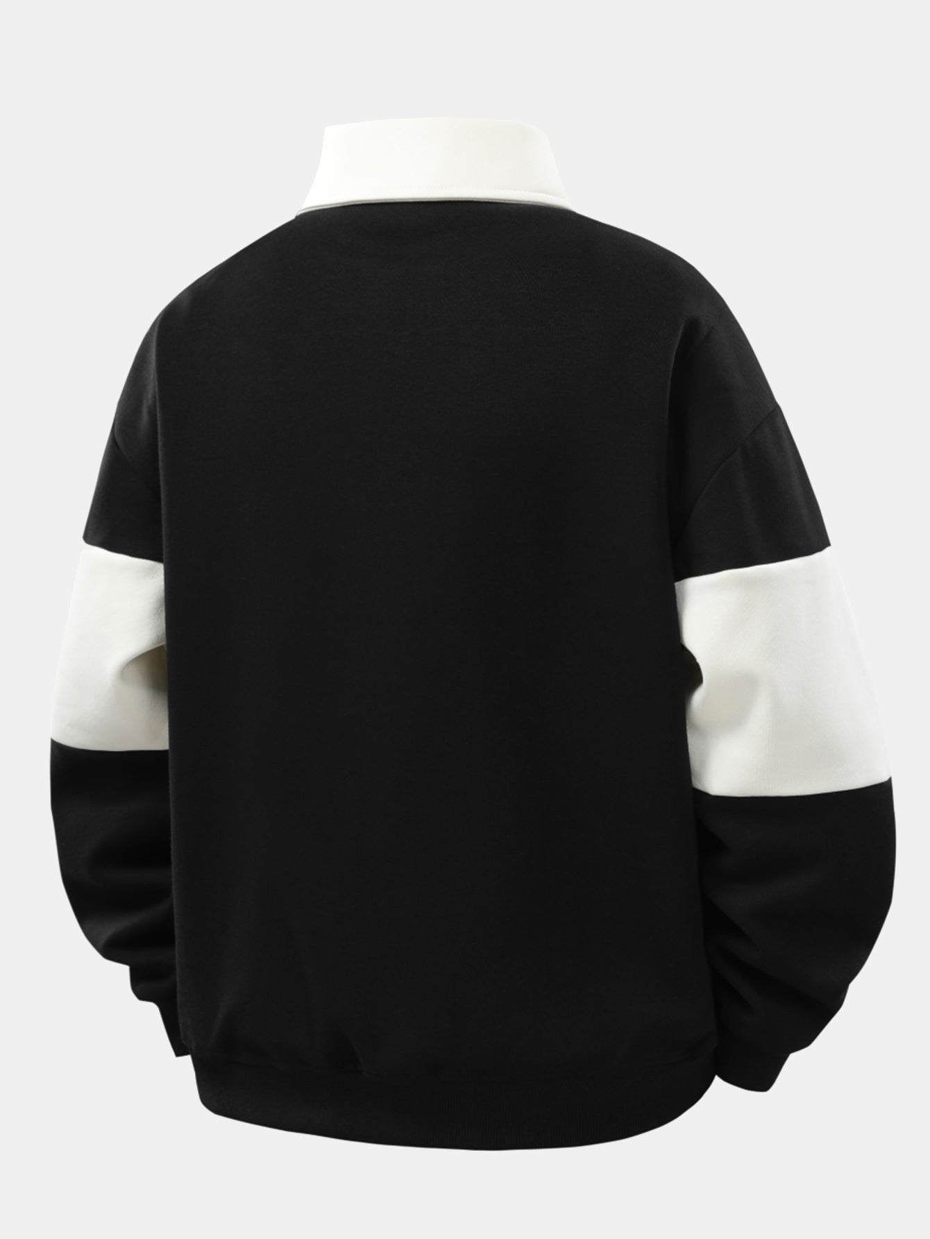 Relaxed Fit Colour Block Patchwork Polo Sweatshirt | Last Day 80% Off!