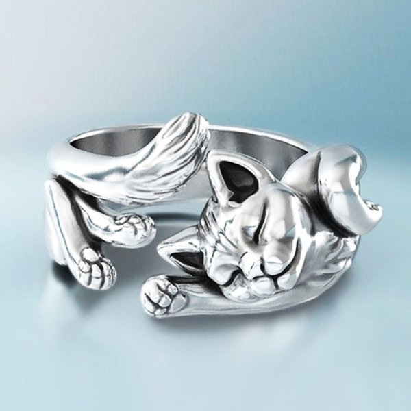 Silver Vintage Cat Ring | Last Day 80% Off!