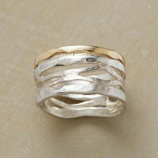 Timeless Gold & Silver Hollow Ring | Last Day 80% Off!