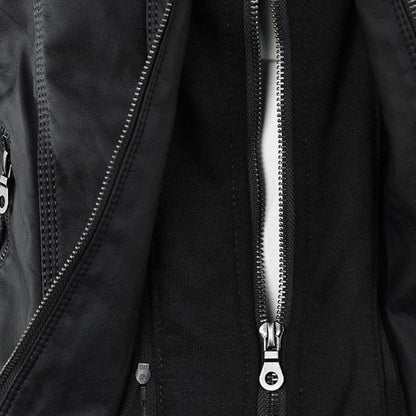 Olivia™ | Waterproof Women's Leather Jacket with Hood Last day 80% off!