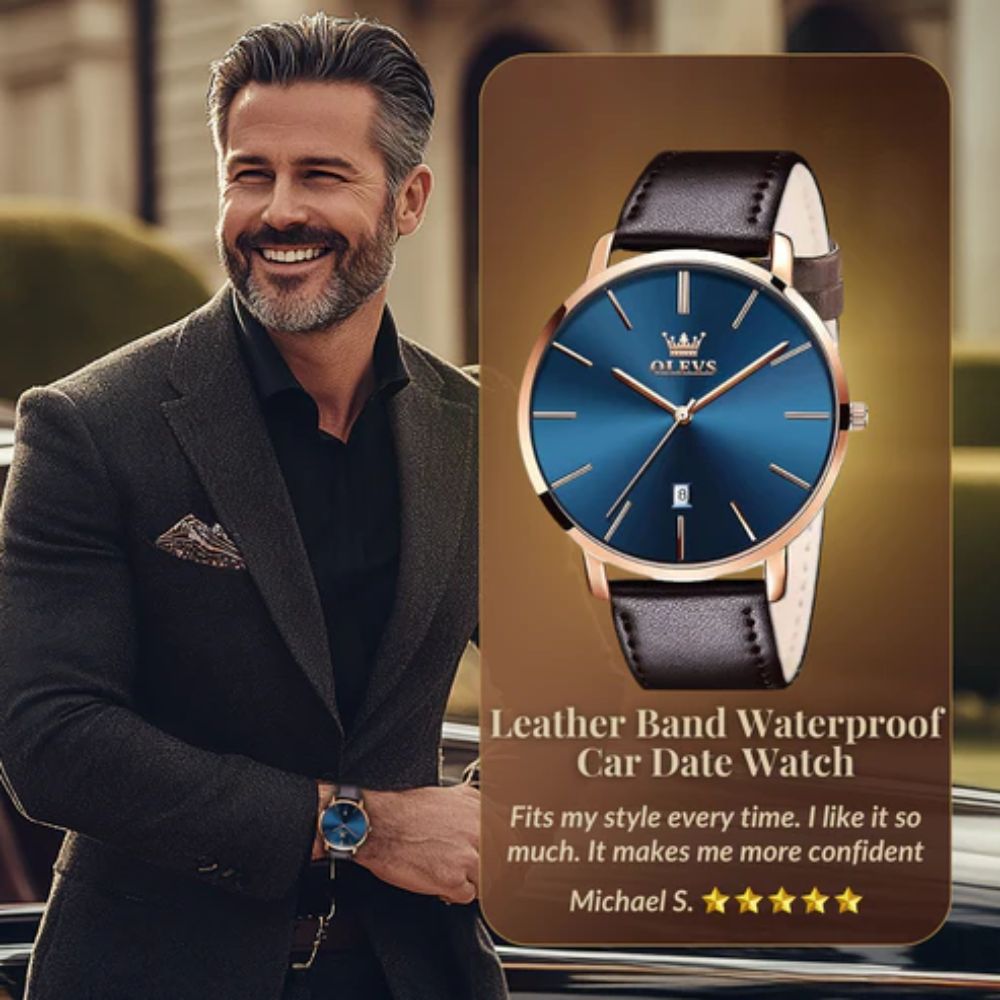 Leather Band Car Date Watch | Last day 80% off!