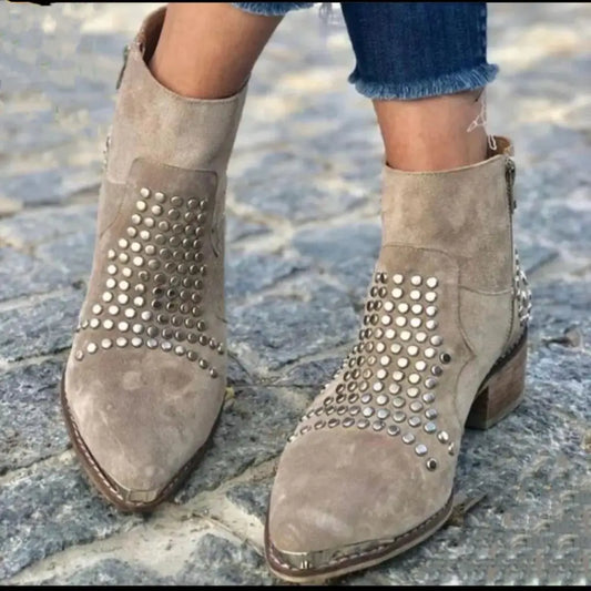 Cadence | Ankle Boots With Studs | Last Day 80% Off!