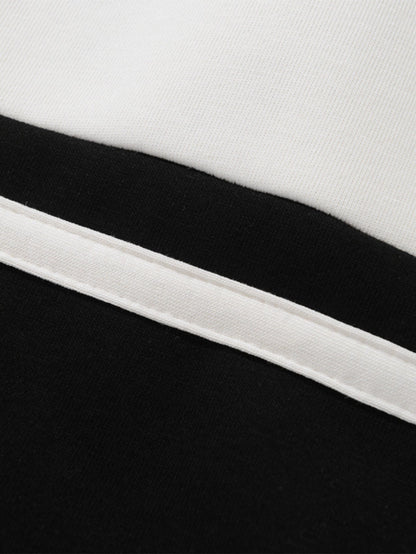 Relaxed Fit Colour Block Patchwork Polo Sweatshirt | Last Day 80% Off!