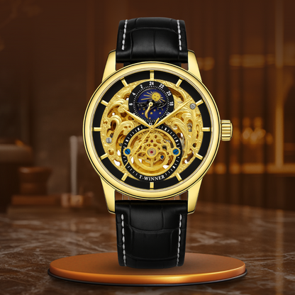 Moon Phase Skeleton Automatic Watch | Last day 80% off!