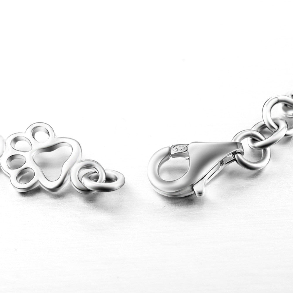 Limited Edition Pure Silver Dog Paw and Bone Charms Bracelet | Last Day 80% Off!